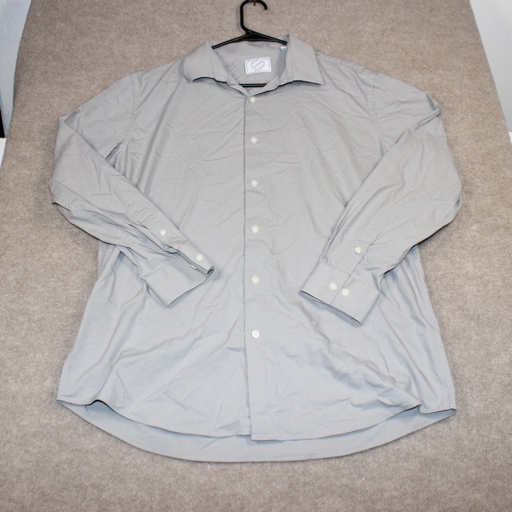 Bespoke New York Mens Slim Fit Dress Shirt Gray Long Sleeve L 16-16.5 32/33